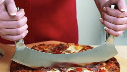 Double Handle Pizza Cutter - Rocker Style Slicer Dicing Knife - Image 2